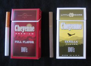 The cigarette on the left is a real cigarette, the cigarette on the right is also known as a "little cigar". These "little cigars" are the cheap cigarettes I'm talking about. 